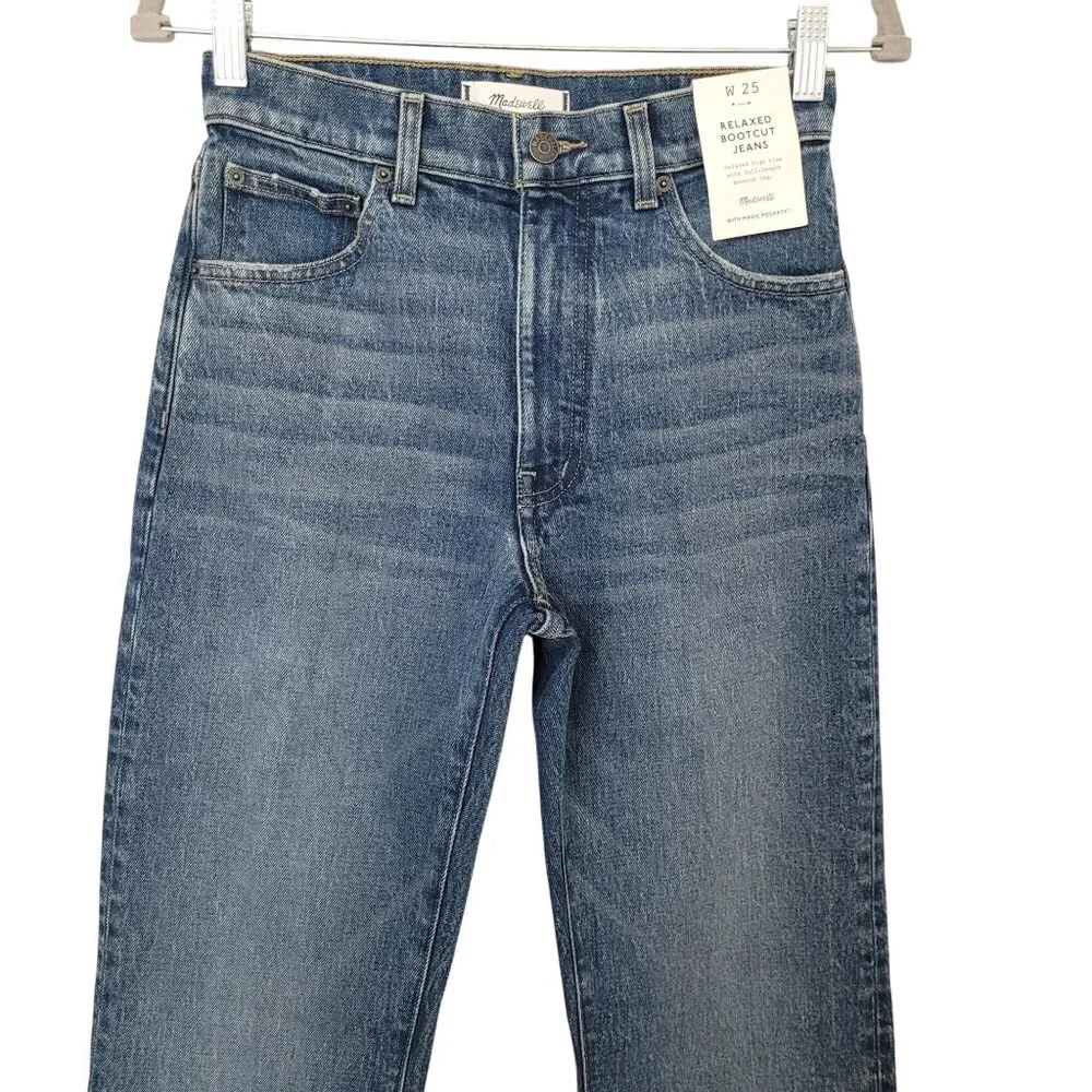 Madewell Relaxed Bootcut Jeans Womens Size 25 Concho Wash High Rise Denim - Picture 3 of 10